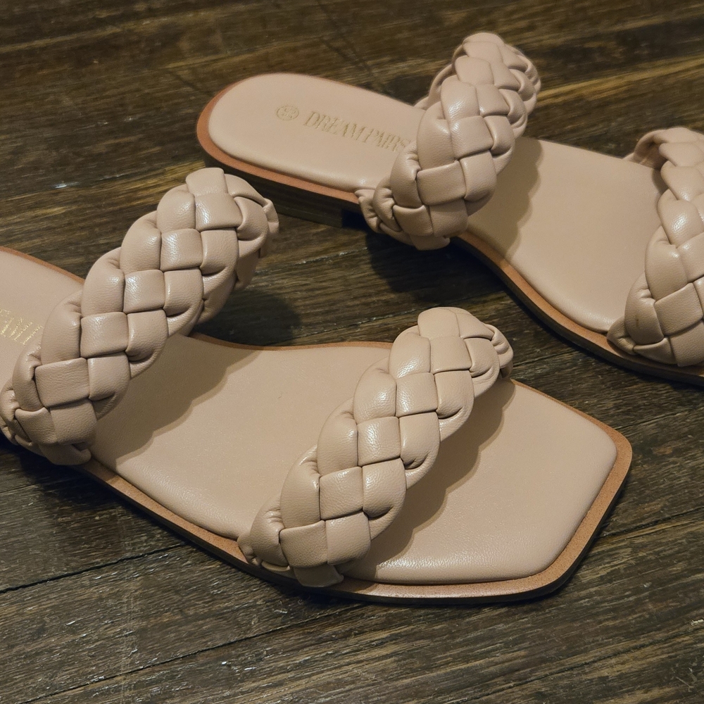 NEW DREAM PAIRS Womens 10 - Two Straps Square Toe Braided Flat Sandals - Picture 7 of 11